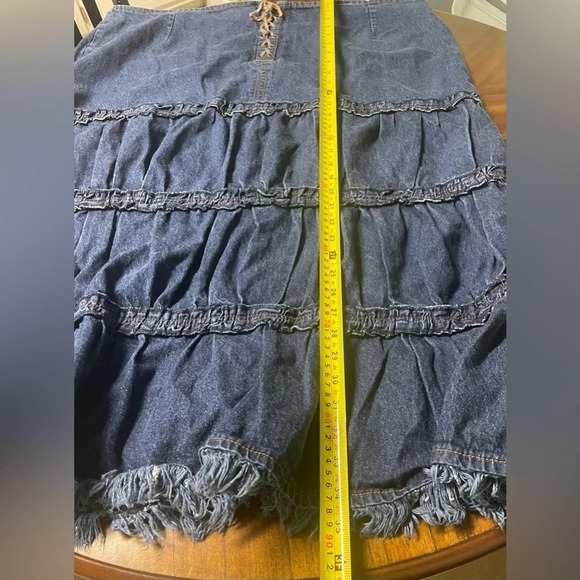 Starwear Jeans Denim Tiered Lace Up Front Skirt Women’s Size 16 100% Cotton - Picture 5 of 8